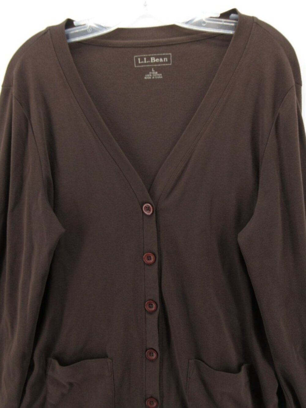 LL Bean Sweater Large Cardigan Button Front Pockets Minimalist - Picture 2 of 9